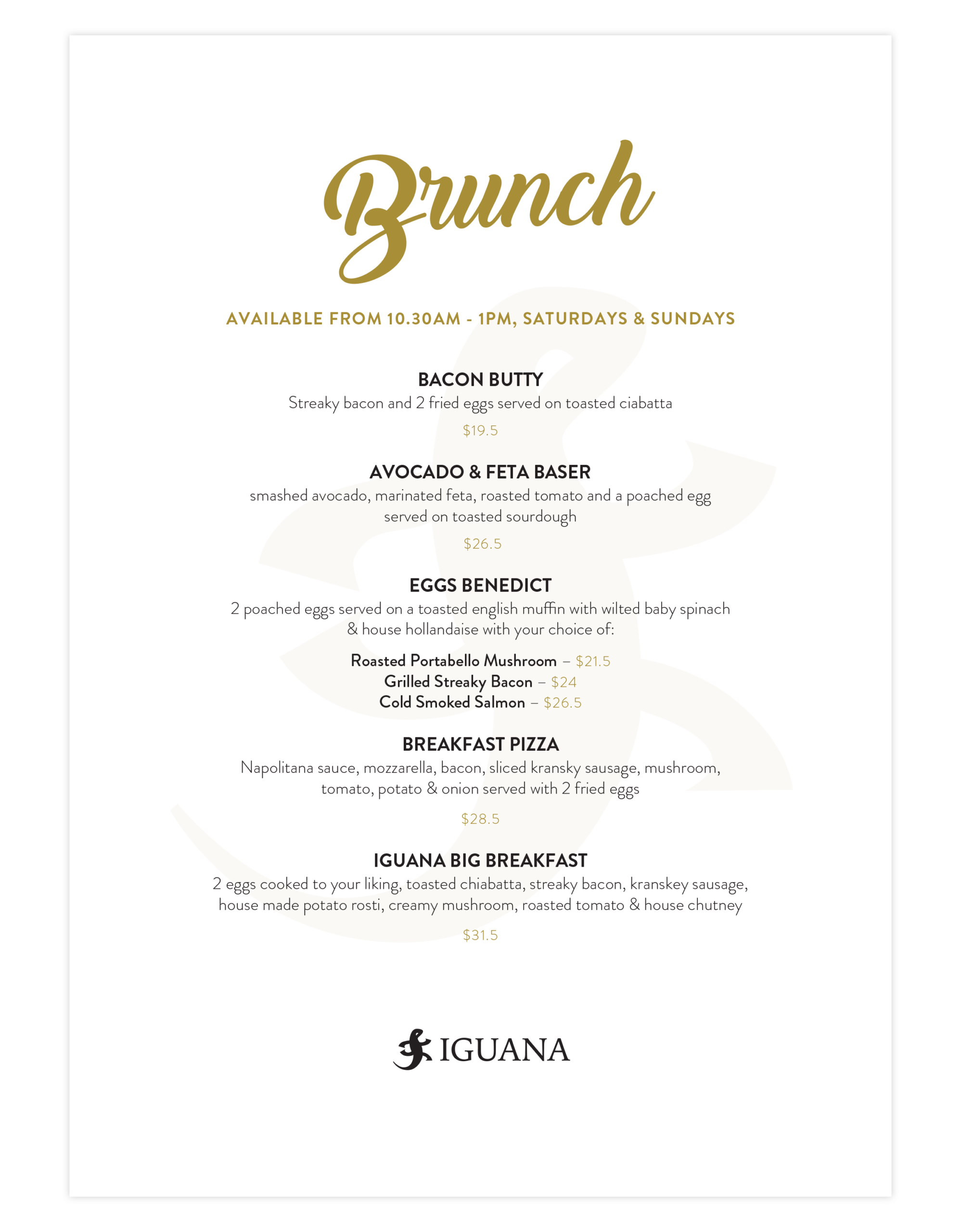 Iguana Street Bar & Restaurant Lunch Menu